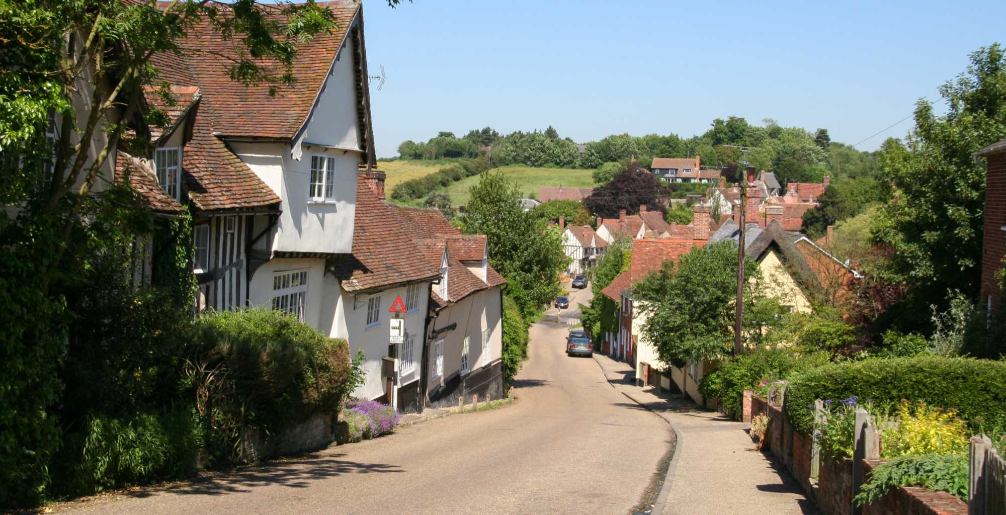 Suffolk village street and countryside